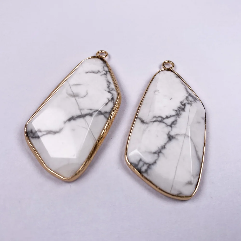 

2020 Natural Stone Charms Irregular Shape Section White Pine Lapis Lazuli Pendant For Handmade Jewelry Making DIY Necklace