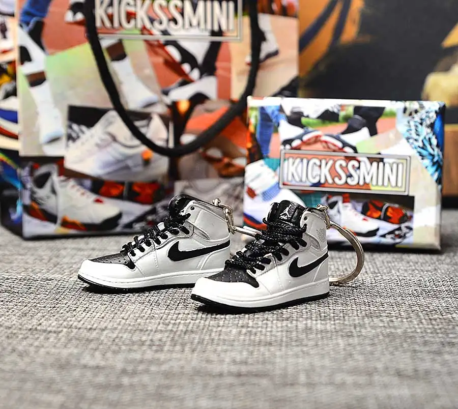 a pair w metal ring Персональный DIY Jordan Generation AIR JORDAN 1 chicago 3D кроссовок фигурный брелок сумка Подвеска парный брелок - Цвет: a pair w metal ring