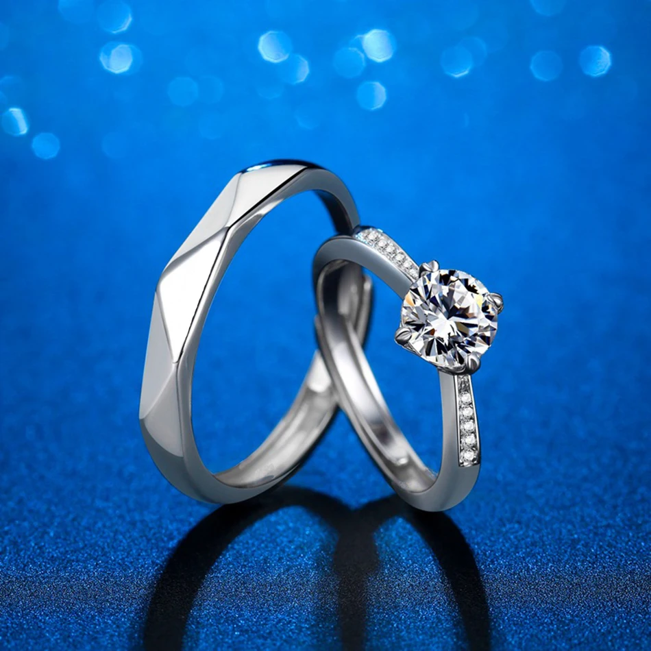 

Fashion Exquisite Authentic D Color 1ct Moissanite s925 Sterling Silver Lover's Ring Men and Women Wedding Part Jewelry Gift