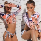 Женский купальник с цветочным принтом, с длинным рукавом