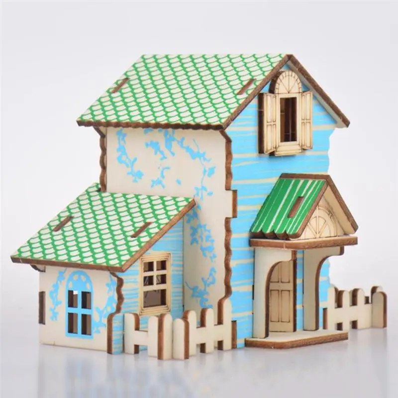 1 Набор 3D DIY Дом головоломка Деревенский Дом Забавный Развивающие деревянные строительные игрушки для детей Рождественский подарок