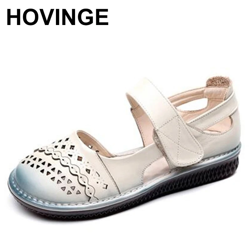 

Сандалии женские из натуральной кожи, с круглым носком, дышащие