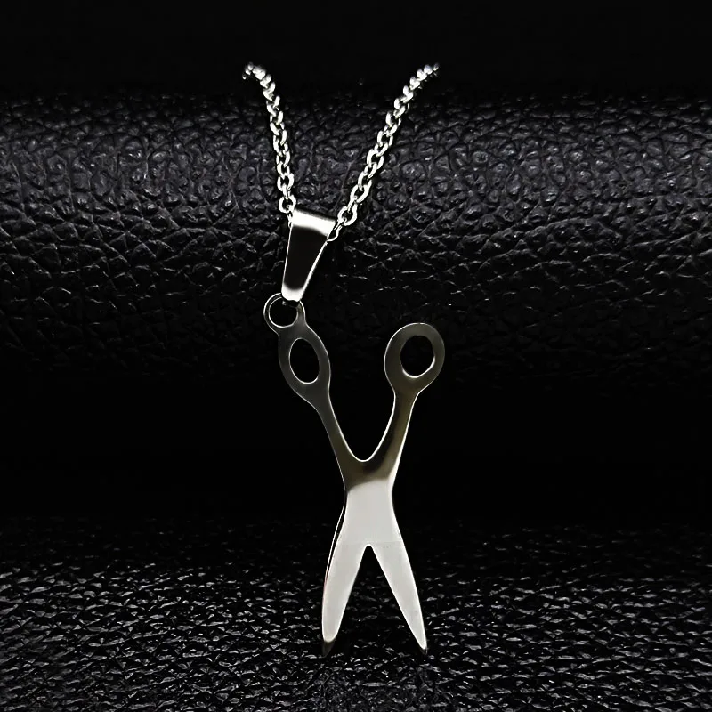 scissors SR 50cm O Крутые ожерелья с подвесками из нержавеющей стали с лезвиями бритвы мужские ювелирные изделия стальные мужские ожерелья и подвески в форме бритвы Цепочка N3210 - Окраска металла: scissors SR 50cm O