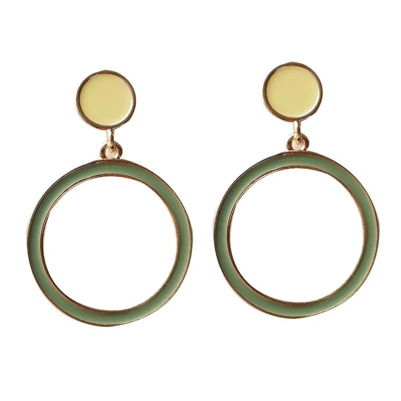 

Bilandi New Korean Statement Earrings For Women Girl Yellow Green Round Dangle Drop Earings Fashion Jewelry Drop Shipping