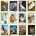 Искусственная живопись тигр леопард Орел Зебра Кот крокодил Вышивка Сделай Сам круглая мозаика украшение для дома