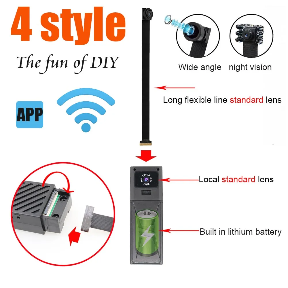 

DIY Portable WiFi IP Mini Camera P2P Wireless Micro Webcam HD1080P Camcorder Video Recorder Support Remote View Body Cam battery