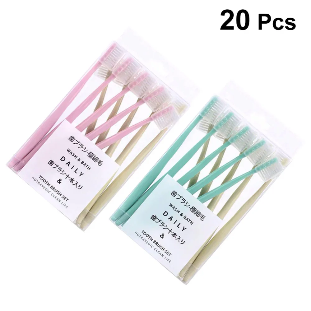 

20pcs Ultra Toothbrush Manual Care Small Head Toothbrushes with Cover (Green and for Each 10pcs)