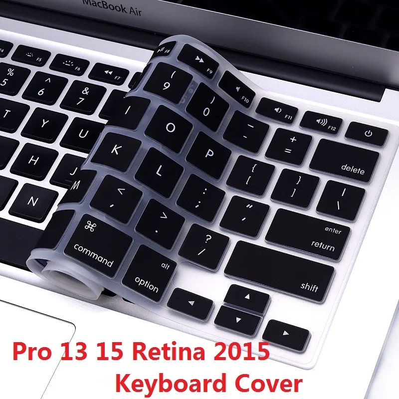 Мягкий чехол для клавиатуры Macbook Pro 13 15 Retina A1502 A1398, Силиконовая Водонепроницаемая накладка на клавиатуру для Macbook Pro Retina 13 15 - изображение