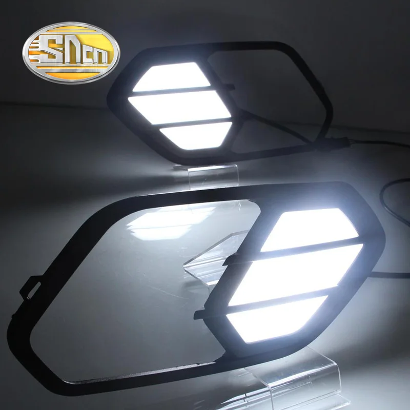 

For Ford Kuga Escape 2016~2017 Daytime Running Light DRL LED Fog Lamp Cover With Yellow Turning Signal Functions