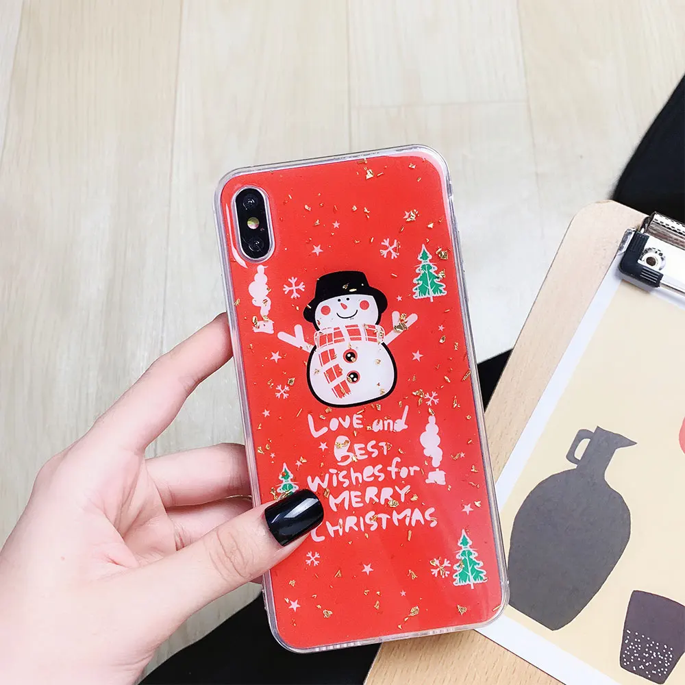 Рождественские подарки на Новый год глянцевый чехол для телефона iphone X/XS MAX XR 6/6S Plus