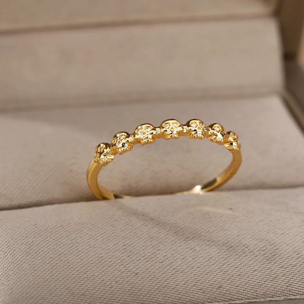 

Vintage Punk Skeleton Skull Ring For Women Men Charm Sliver Color Couple Finger Ring Korean Fashion Jewelry Gift Anillos
