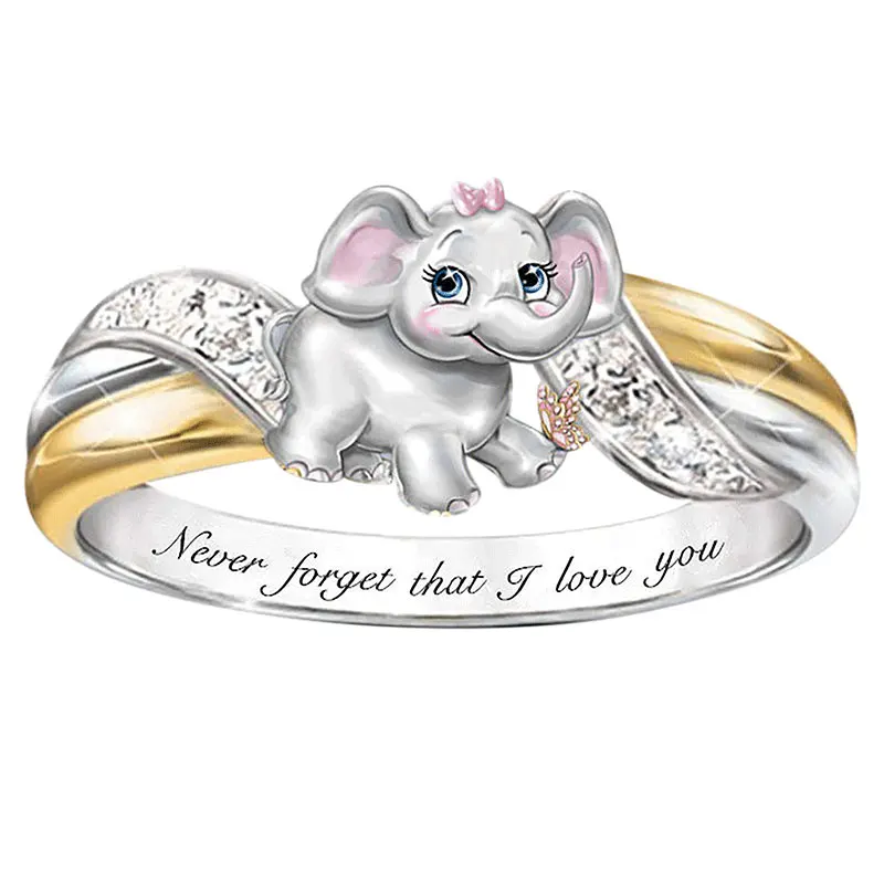 Никогда не забывайте что я люблю тебя милые кольца со слонами для женщин модная