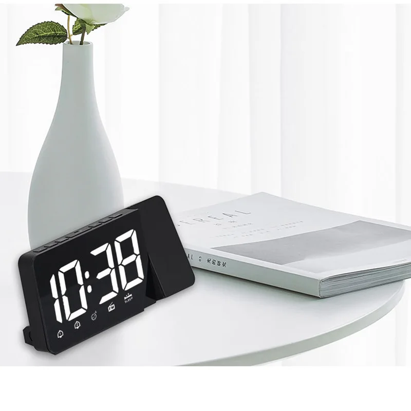 Проекционные настольные часы цифровые с функцией повтора даты вращающиеся