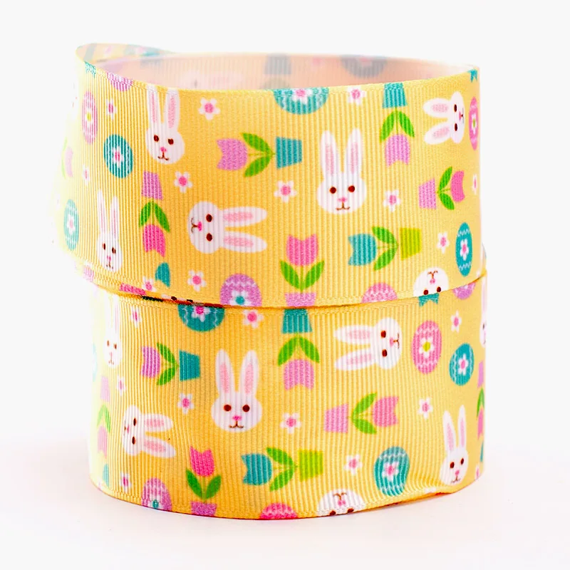 10 ярдов-корсаж/атласная лента-Пасхальная лента с принтом кролика | Дом и сад