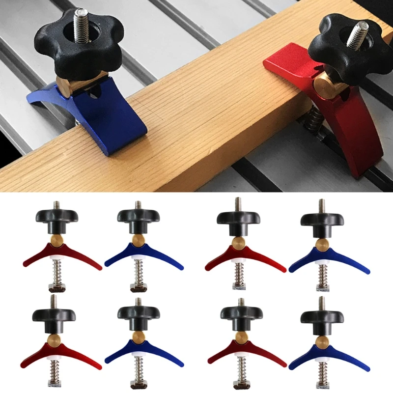 

T Rail Clamp Set T-track Clamp Aluminium Clamp Set Quick Release Compressor Woodworking Tools for T-slot DIY Woodworking