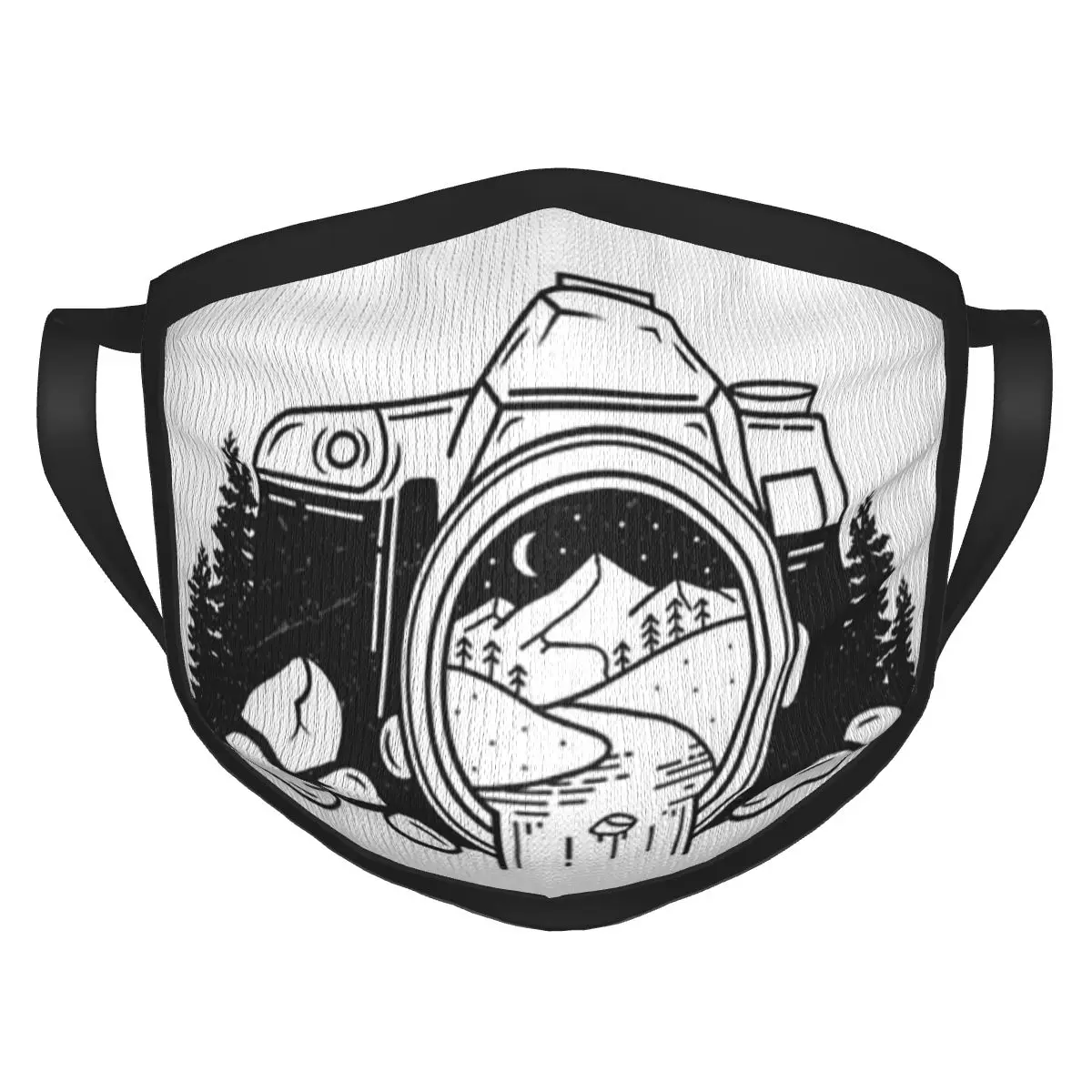 

Nature Camera Photographer Journalist Face Mask Reusable Washable Breathable Black Border Scarf Dust prevention for Adult unisex