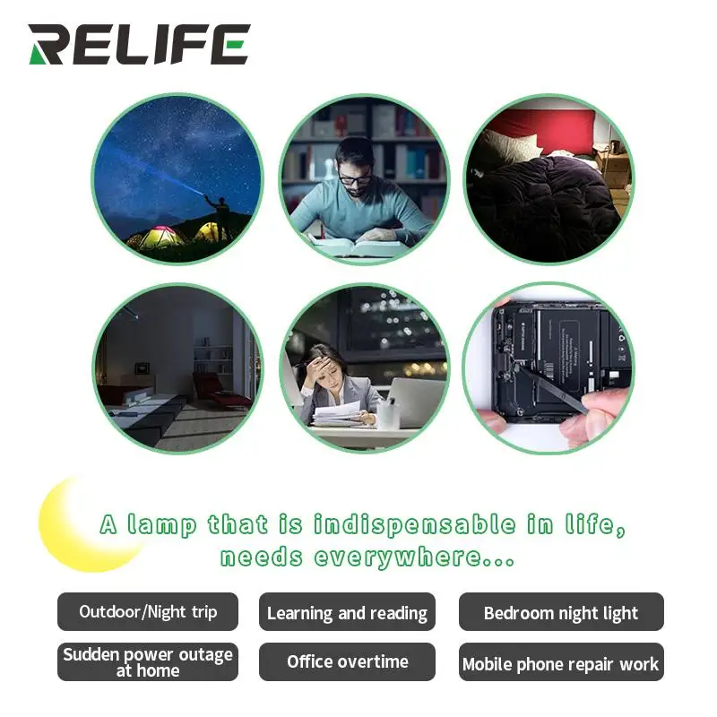 RELIFE RL-805 мини Портативный USB LED белый светильник 360 градусов Вращение лампы