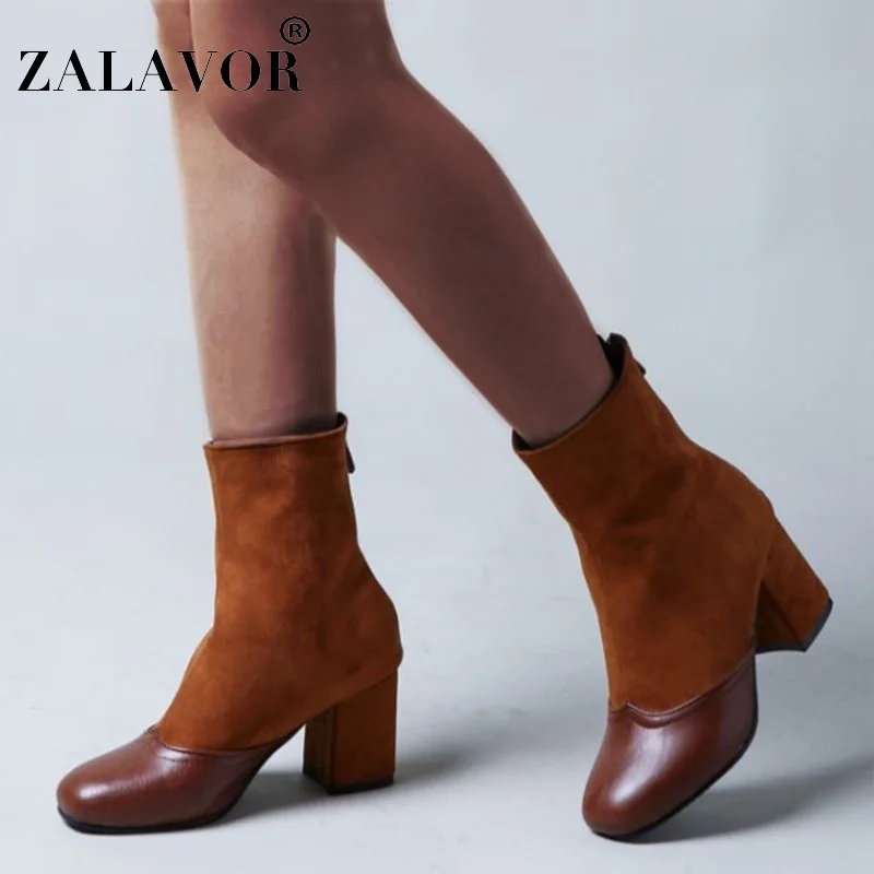 ZALAVOR ботильоны женские теплые зимние полусапожки на меху размера плюс 33-47 женская