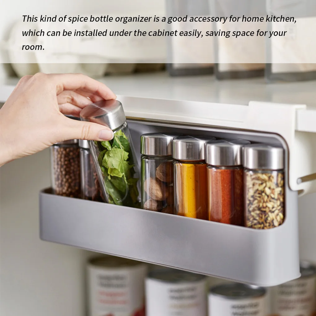 

1pc Kitchen Holder Seasoning Bottle Rack Under-Shelf Spice Organizer Self-Adhesive Under Desk Makeup Self Holder