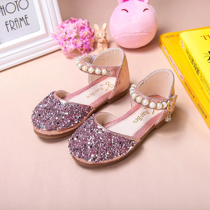 

SpringSummer 2021 Pearl Rhinestone Girls Korean Princess Shoes Show Shoes Soft Bottom Anti-slip Sandals for Children Girls Shoes