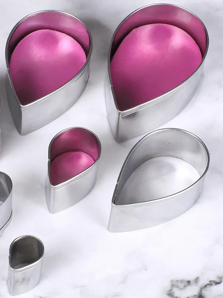 

1 Set/7 Pcs Cute Stainless Steel Drop Rose Petal Cake Cookie Cutter Mold Pastry Sugar Craft Cake Decorations Moulds Baking Tools