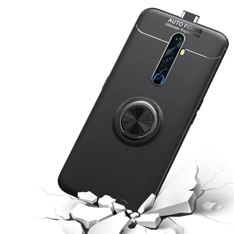 Для Realme X2 Pro Чехол из мягкого ТПУ силикона металлическое кольцо на палец матовая задняя крышка для OPPO Realme X2 чехол противоударный чехол