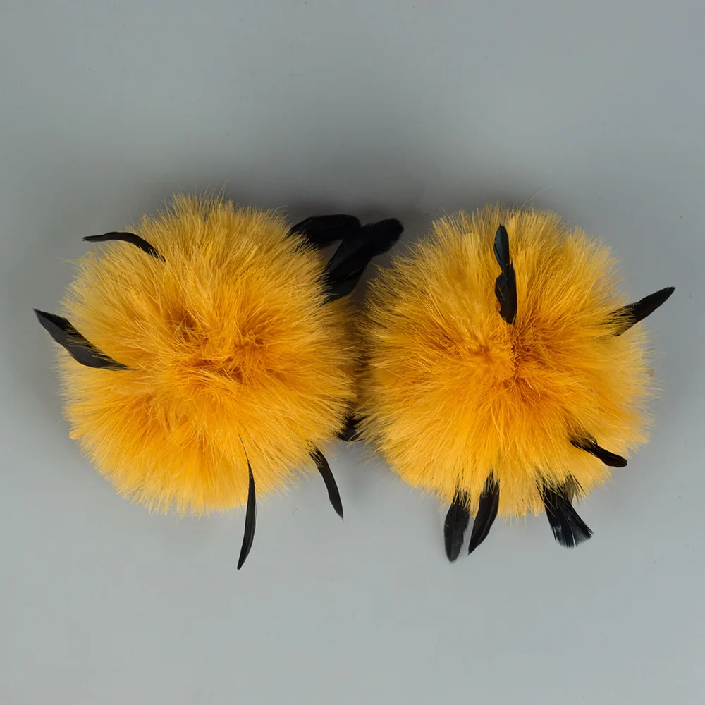 Geebro 15 см DIY страусиный меховой помпон шапки с помпонами головной убор облегающие