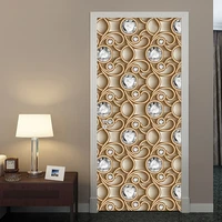 self adhesive waterproof door sticker european style 3d embossed golden line jewelry photo wallpaper living room bedroom sticker