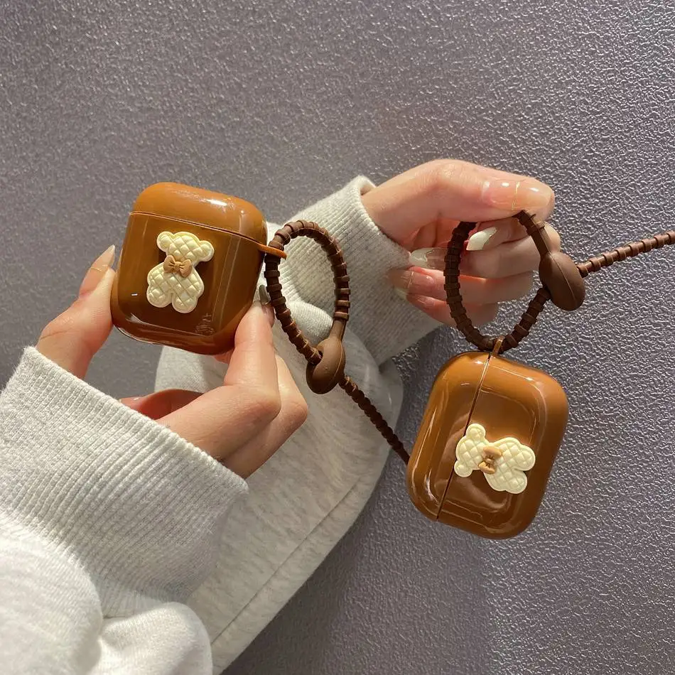 

fundas For AirPods 3 Cases airpods 2 Cover Cute Korean bear Hearphone Case with Pendant Soft Silicone Earphone Cover airpods Pro