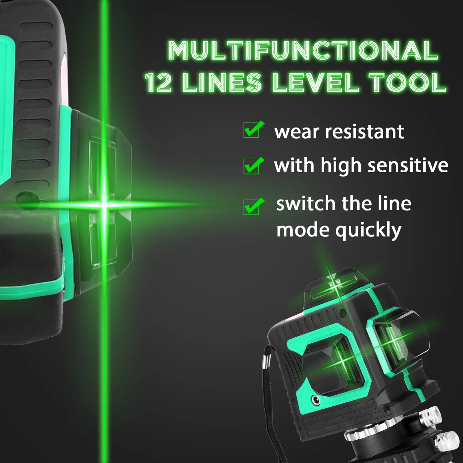

Green Laser Level 12 Lines 3D Laser Leveling Device Self-Leveling 360 Horizontal And Vertical Cross Super Powerful Laser Level