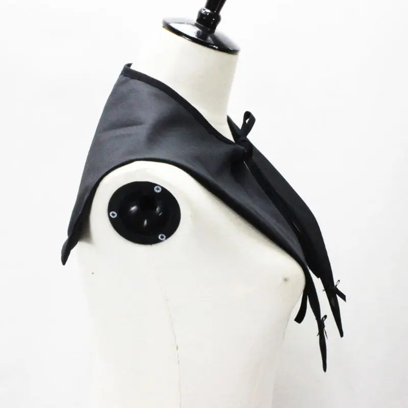 Vintage Gothic Women Detachable Black False Collar Pointed Triangle Bow Neckwear B95F |