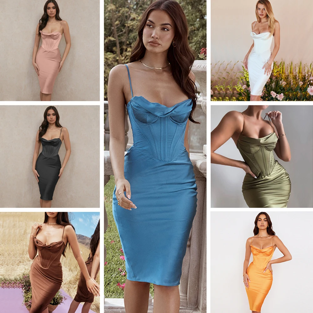 double layer satin bodycon dress women party dress 2021 new white house of cb bodycon dress celebrity evening club dress free global shipping