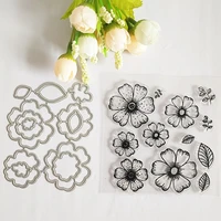 azsg beautiful flowers leaves petal clear stamps cutting dies set for diy scrapbooking photo album card making silicon craft