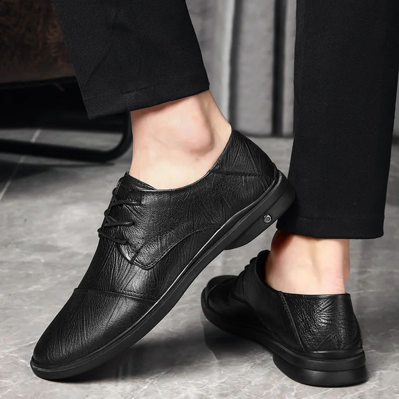 

2021New Classic Man Dress Genuine Leather Black Wedding Oxford Formal Business Oxford Men breathable Lace-up Elegant Oxford