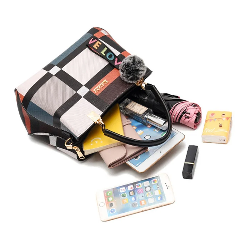 

Free Shipping Luxury Handbag Women Stitching Wild Messenger Designer Brand Plaid Shoulder Bag Female Ladies Totes Crossbody
