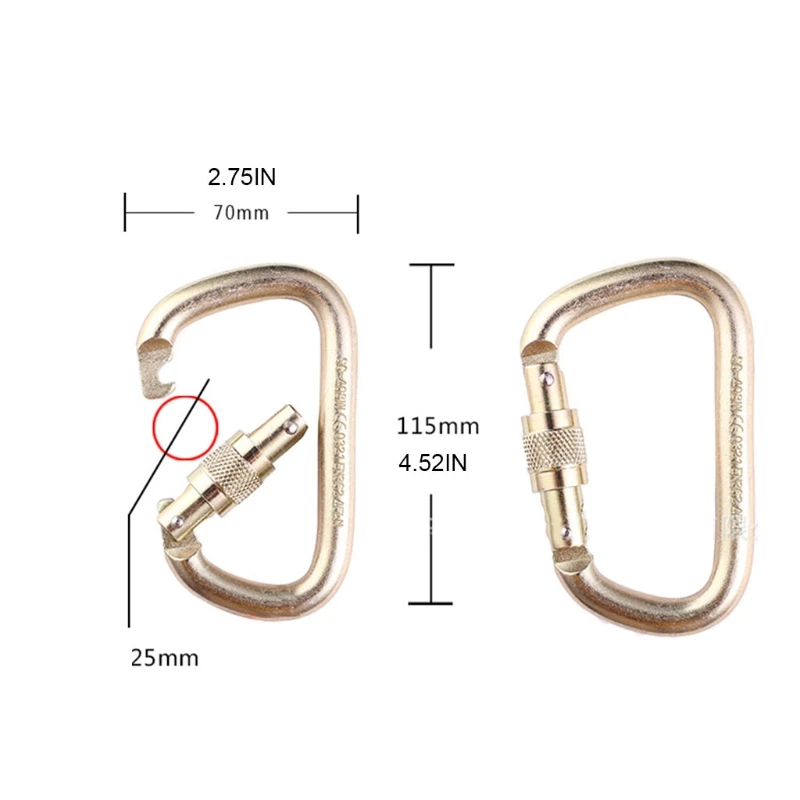 Высокопрочный карабин с зажимом крючок 4500 кг для скалолазания нагрузка стальные
