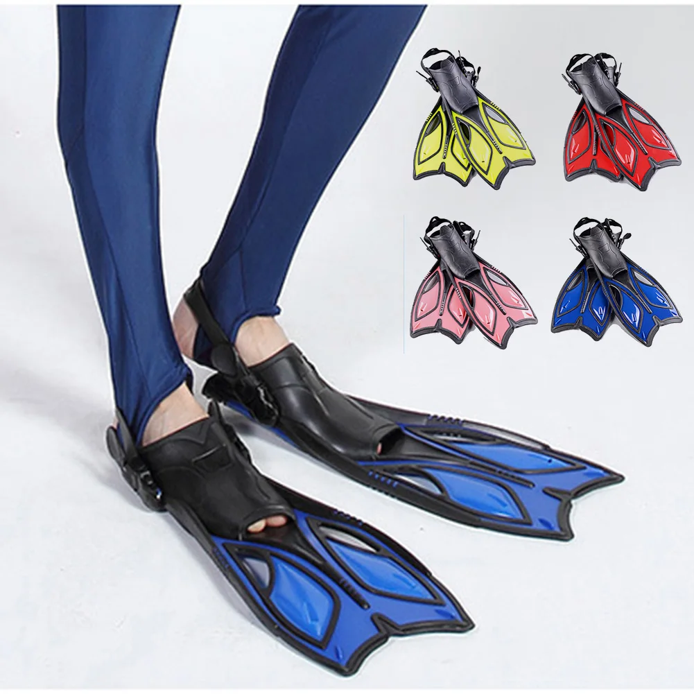 

1 Pair Swimming Fins Adult Kids Snorkeling Foot Diving Flippers Beginner Portable Flexible Drag Reduction Adjustable Equipment