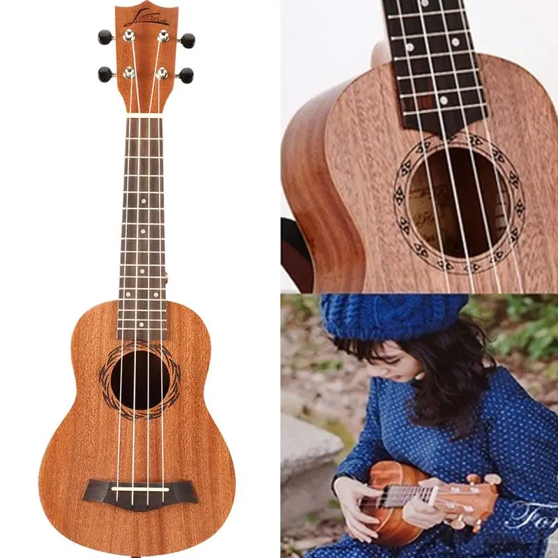 

Ukulele Uke Hawaii Guitar Rose Wood Small Musical Fun Adults Brown