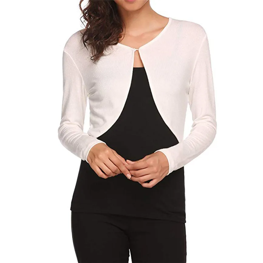 Женское пальто вязаный кардиган с длинным рукавом короткий жакет болеро