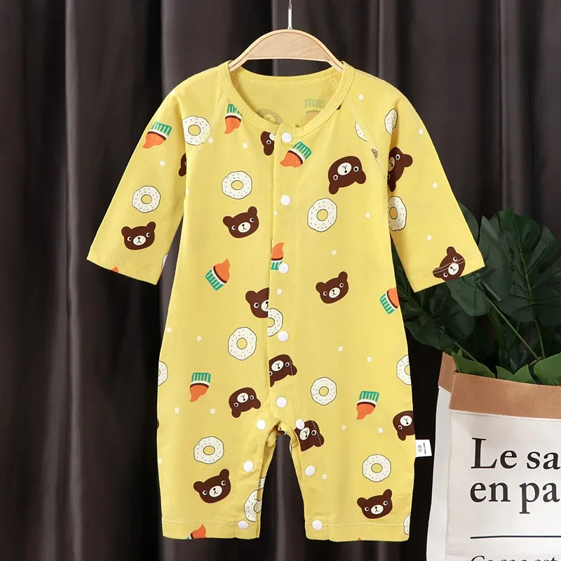 Летний детский комбинезон из чистого хлопка для новорожденных 0 24 месяца|Ромперы|