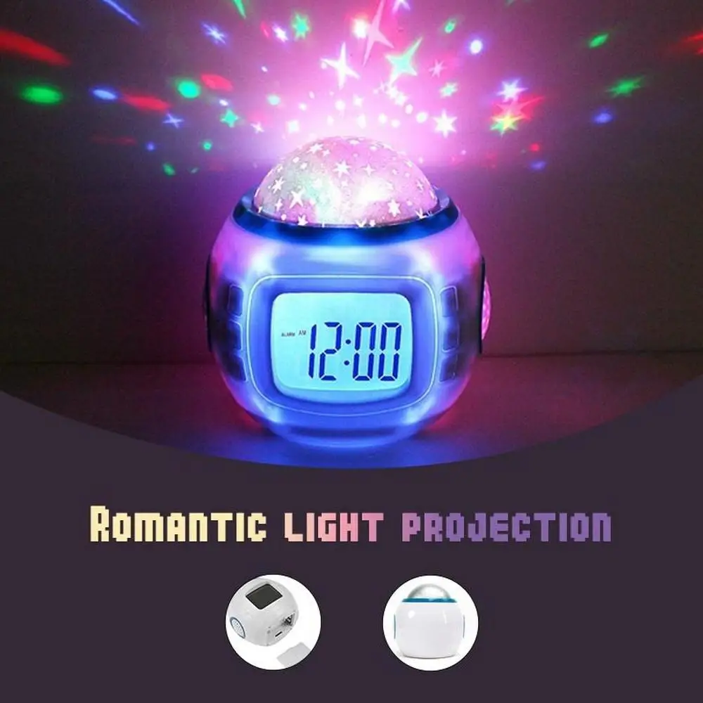 Ночник для спальни Звездный детский будильник светильник Лампа проектора