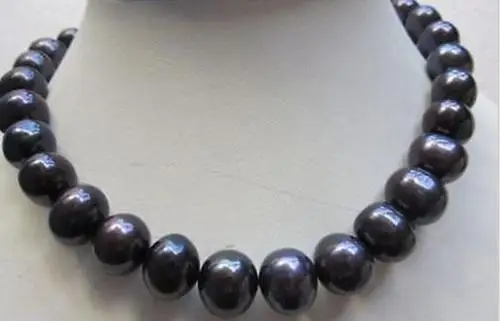 

Charming 18" HUGE 11-12MM SOUTH SEA GENUINE BLACK PEARL NECKLACE 925silver