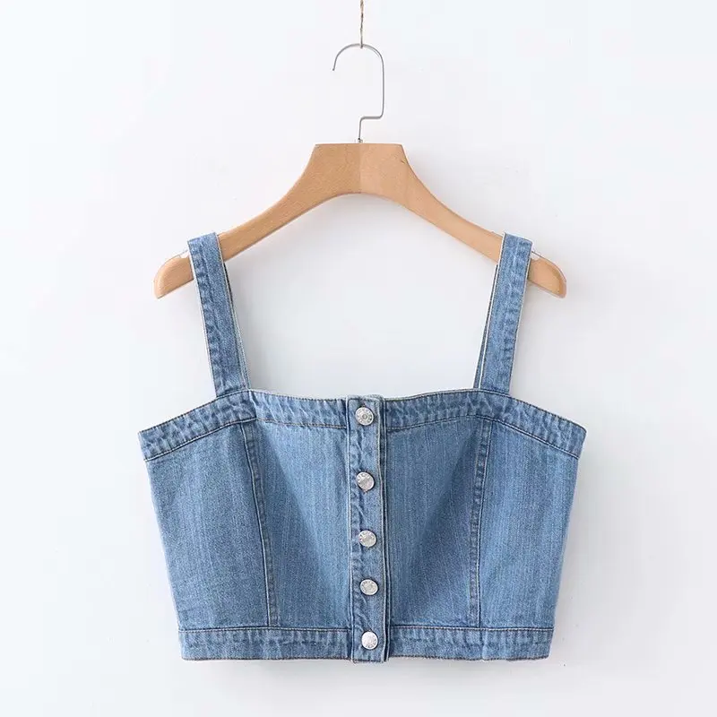 Летний укороченный топ Женская майка джинсовый женский корсет женские