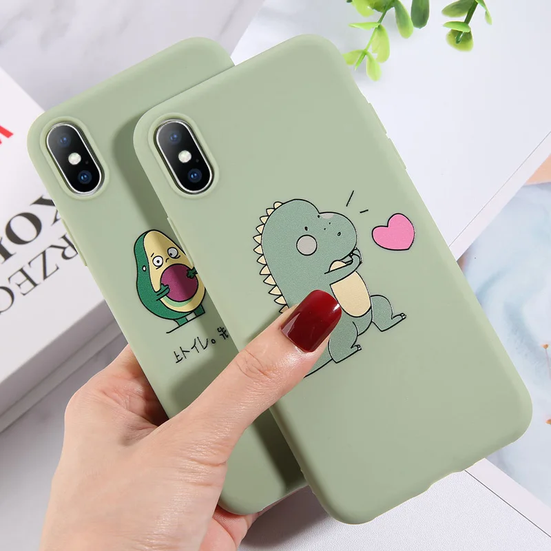 USLION мультяшный динозавр авокадо чехол для телефона для iphone 11 Pro X XR XS MAX 7 6 6S 8 Plus силиконовый чехол с сердечком Мягкий ТПУ чехол