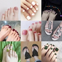 24pcs fake toe nail red pink summer high quality solid color foot false nail artificial nails with glue matte smooth toenail