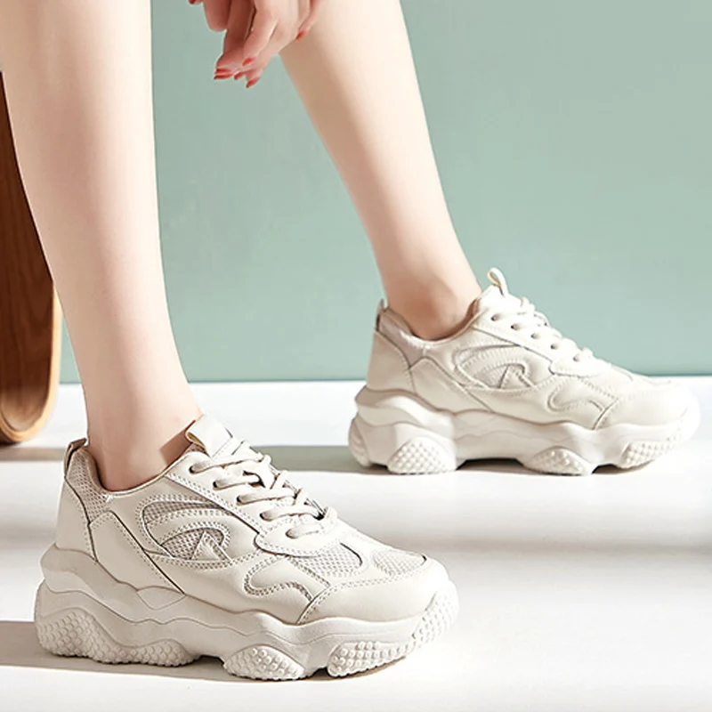 

Женские кроссовки на плоской подошве, повседневные сетчатые кроссовки с круглым носком, на шнуровке, Вулканизированная подошва, для улицы, ...