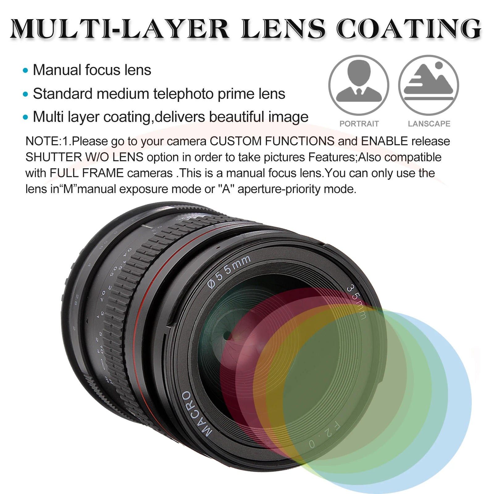 Объектив JINTU 35 мм F/2 0 для Nikon FX DX F D5 D4 D850 D750 D500 D7500 D5600 D5500 D3500 D90 D80 D3400 | Электроника