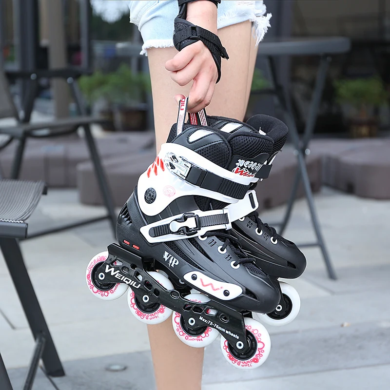2021 Professional Black White Speed Inline Roller Skates Woman Man Kids Skating Shoes Sneakers Outdoor patins 4 rodas Size 30-44