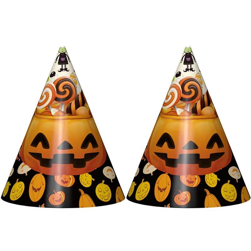 6 шт./лот новый стиль Хэллоуин Тыква тема мультфильм шляпы день рождения бумажные