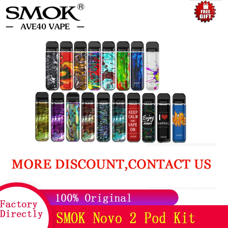 Новый цвет Smok Novo 2 Pod стартовый набор электронная сигарета Vape 800 мАч батарея и мл